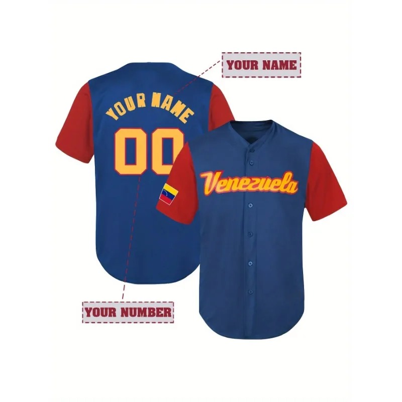 Embroidery On Shirt - T-shirt da baseball Venezuela personalizzata per