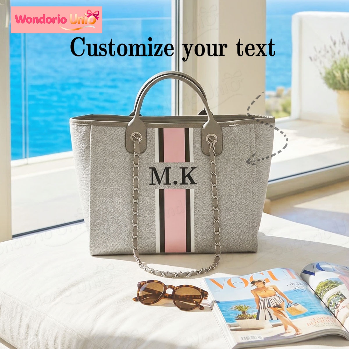 Embroidery Initials Designs - Borsa Tote in Tela Personalizzata con