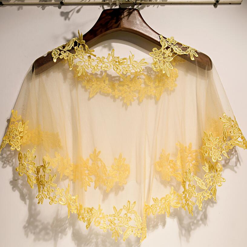 Embroidery Yellow - Pashmina in rete gialla con ricamo