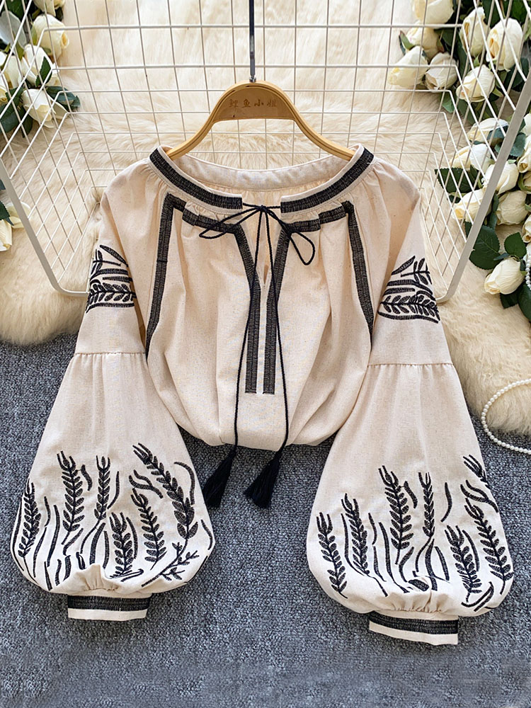 Embroidery On Shirt - Camicetta da Donna in Stile Bohémien