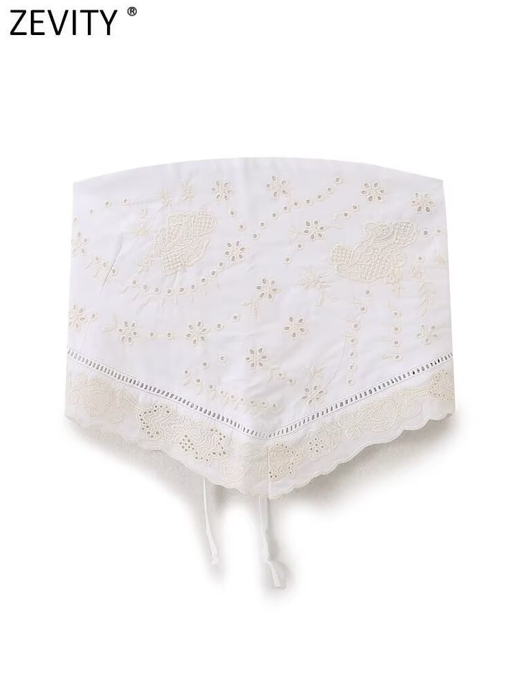 Embroidery On Shirt - Zevity donna Sexy senza spalline scava